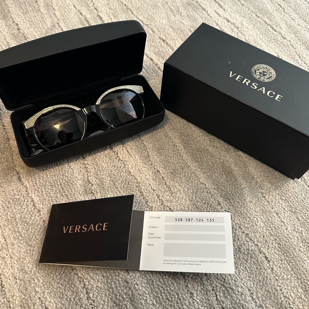 Versace Black Sunglasses with Silver Accents